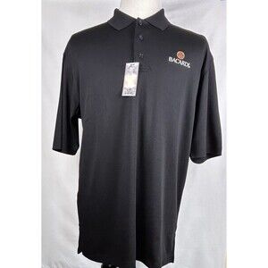 Ahead Bacardi Rum Polo Shirt Men's Med Black Short Sleeve Embroidered Logo NWT